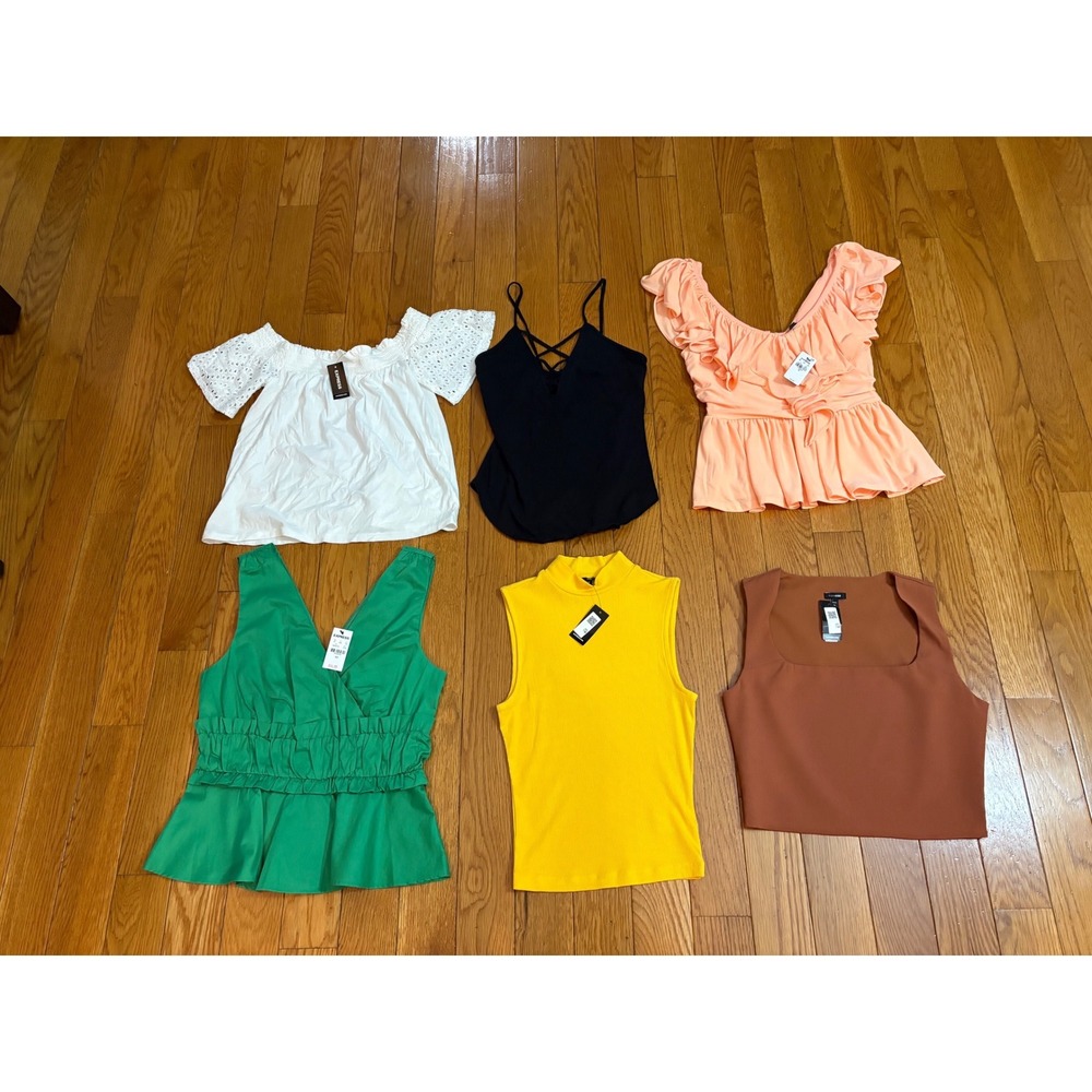 Express Womens Tops Bundle 6pc NWT Peplum Cami Mock Neck Crop Eyelet Multi Color